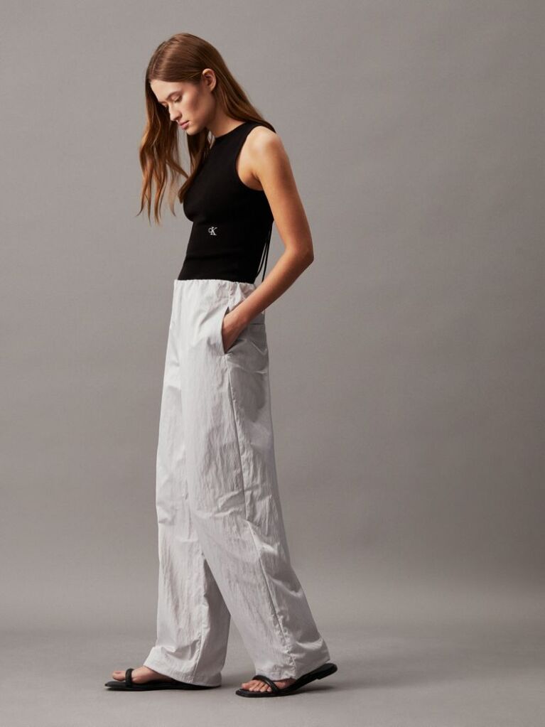 Grey Relaxed Parachute Pants  Women