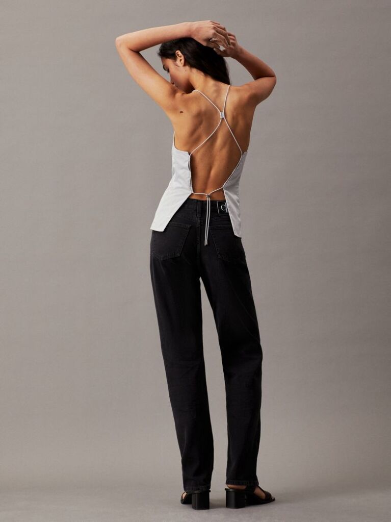 Grey Tie Back Parachute Top  Women