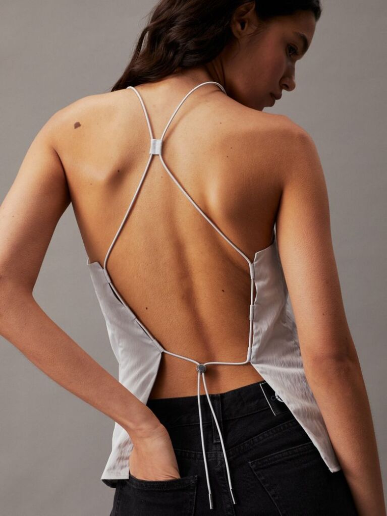 Grey Tie Back Parachute Top  Women