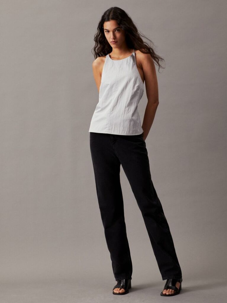 Grey Tie Back Parachute Top  Women