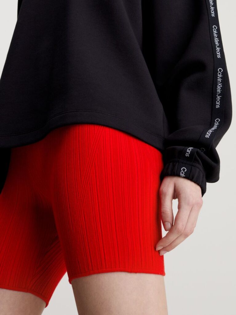 Red Soft Ribbed Lyocell Shorts  Women