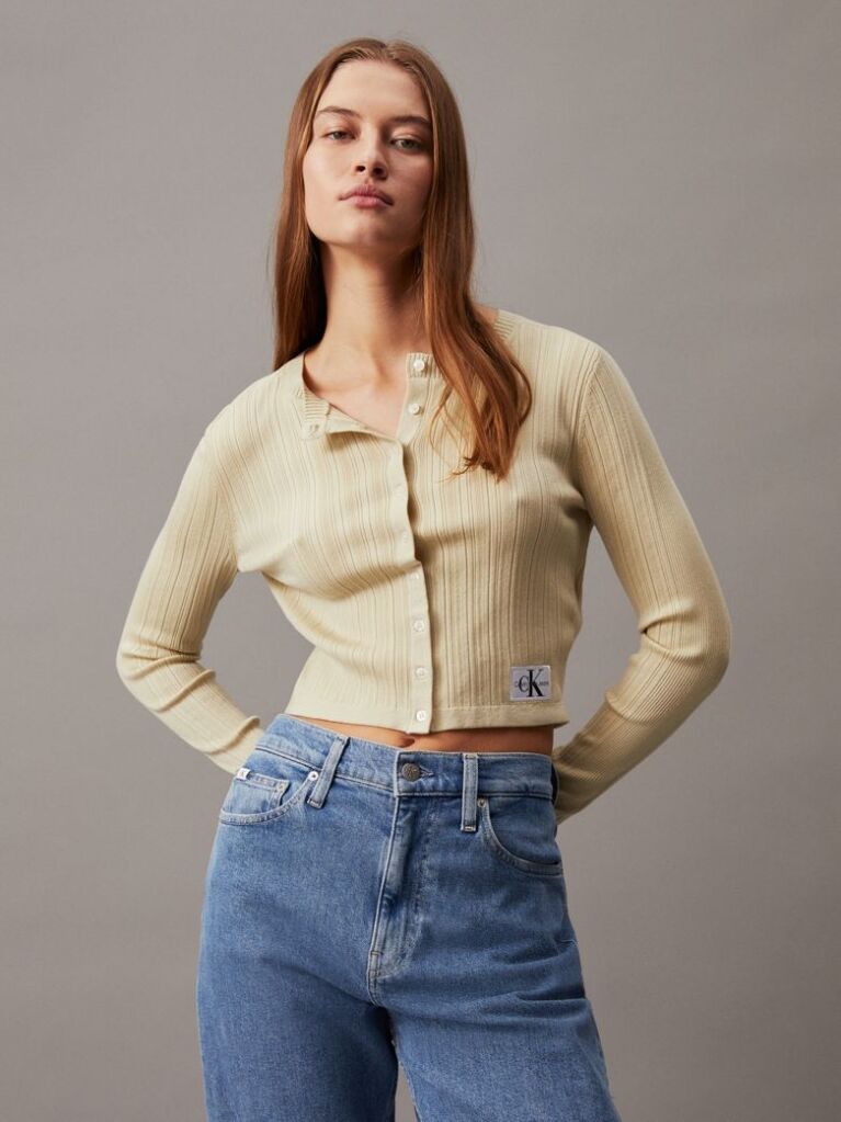 Green Soft Ribbed Lyocell Cardigan  Women
