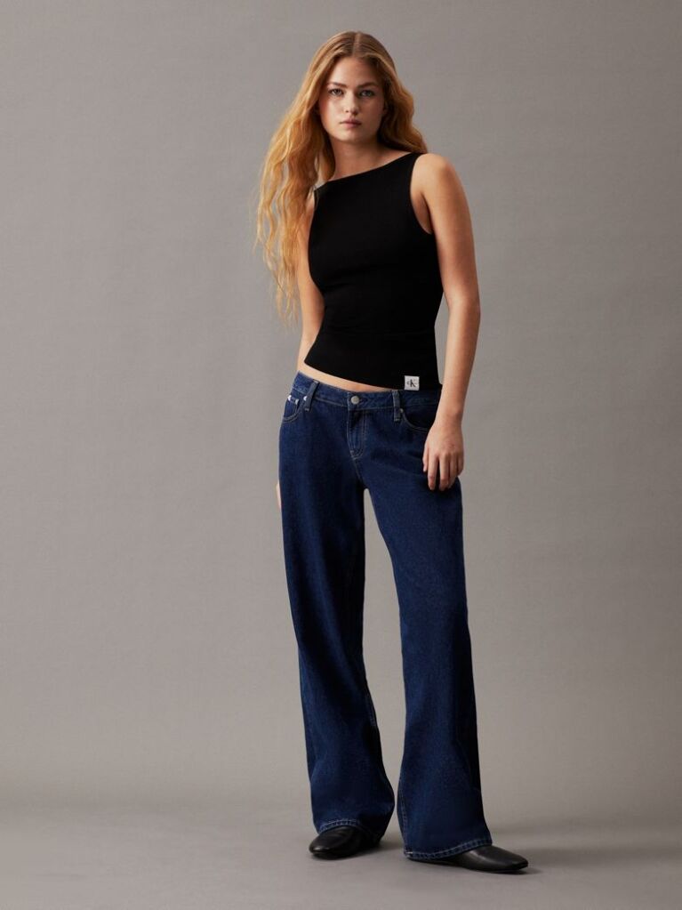 Black Slim Knit Open Back Tank Top  Women