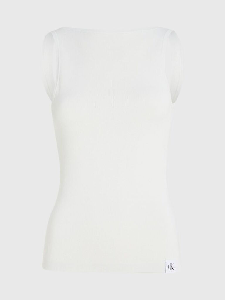 White Slim Knit Open Back Tank Top  Women