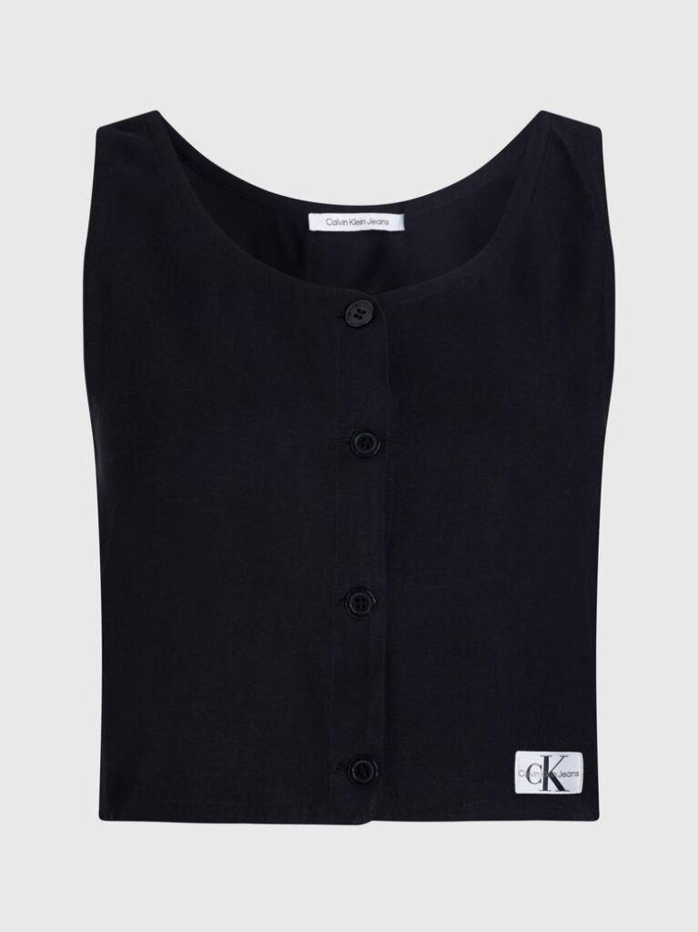 Black Soft Twill Sleeveless Top  Women