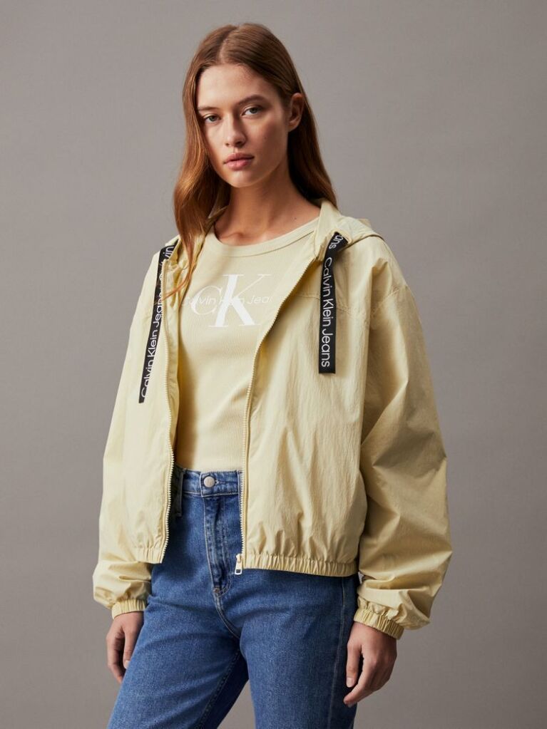 Green Relaxed Crinkle Nylon Windbreaker  Women