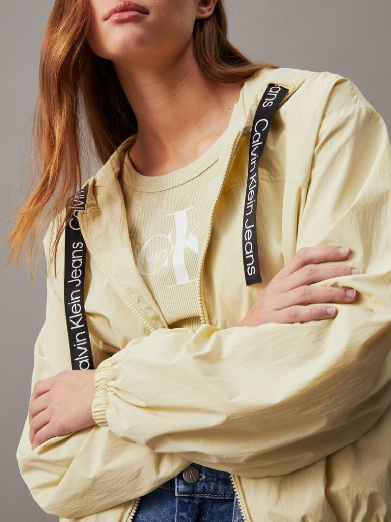 Green Relaxed Crinkle Nylon Windbreaker  Women