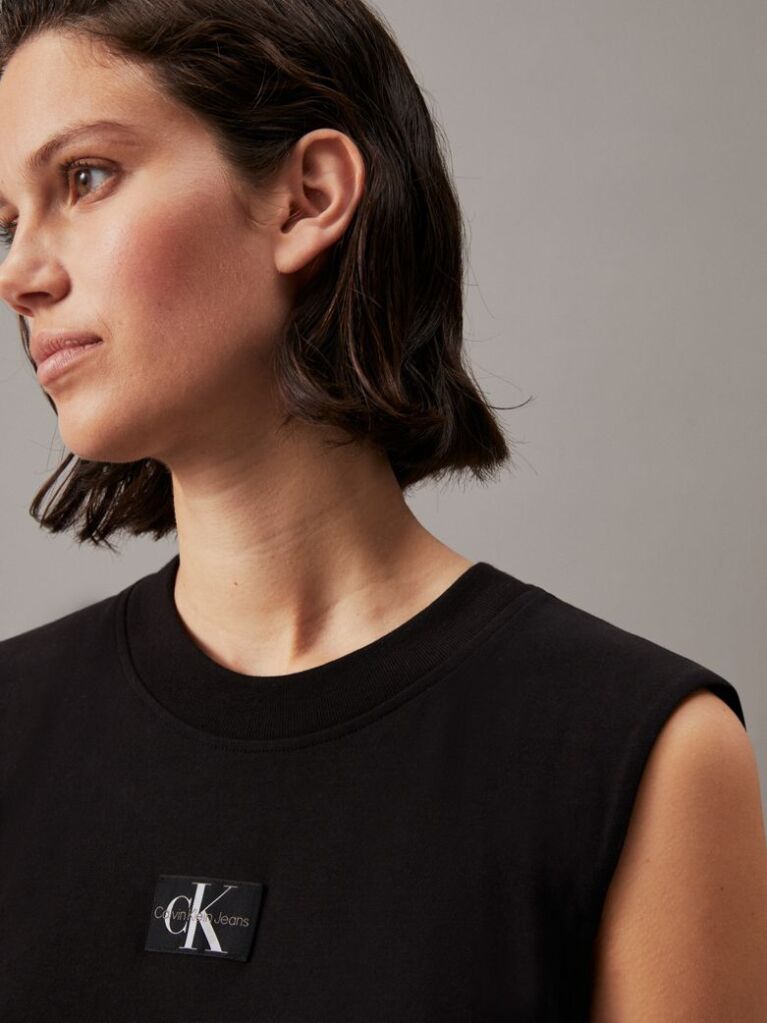 Μαύρο Άνετο Αμάνικο Φόρεμα T-shirt  Γυναίκα