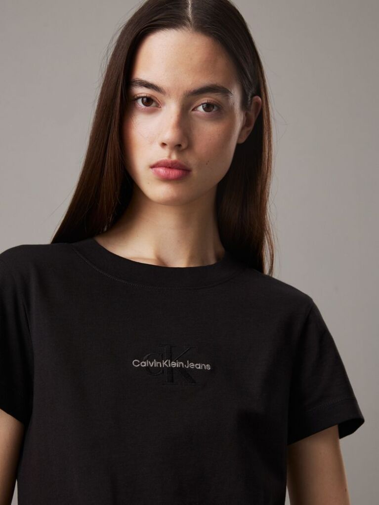 Μαύρο Slim T-shirt Με Μονόγραμμα  Γυναίκα