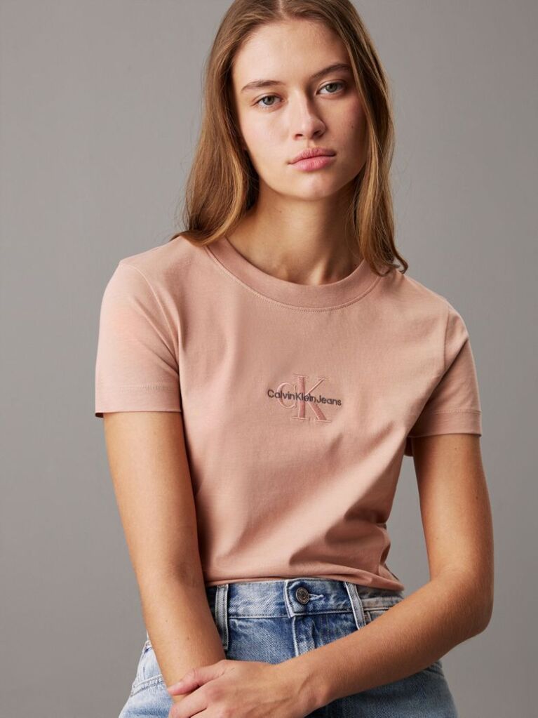 Πορτοκαλί Slim T-shirt Με Μονόγραμμα  Γυναίκα
