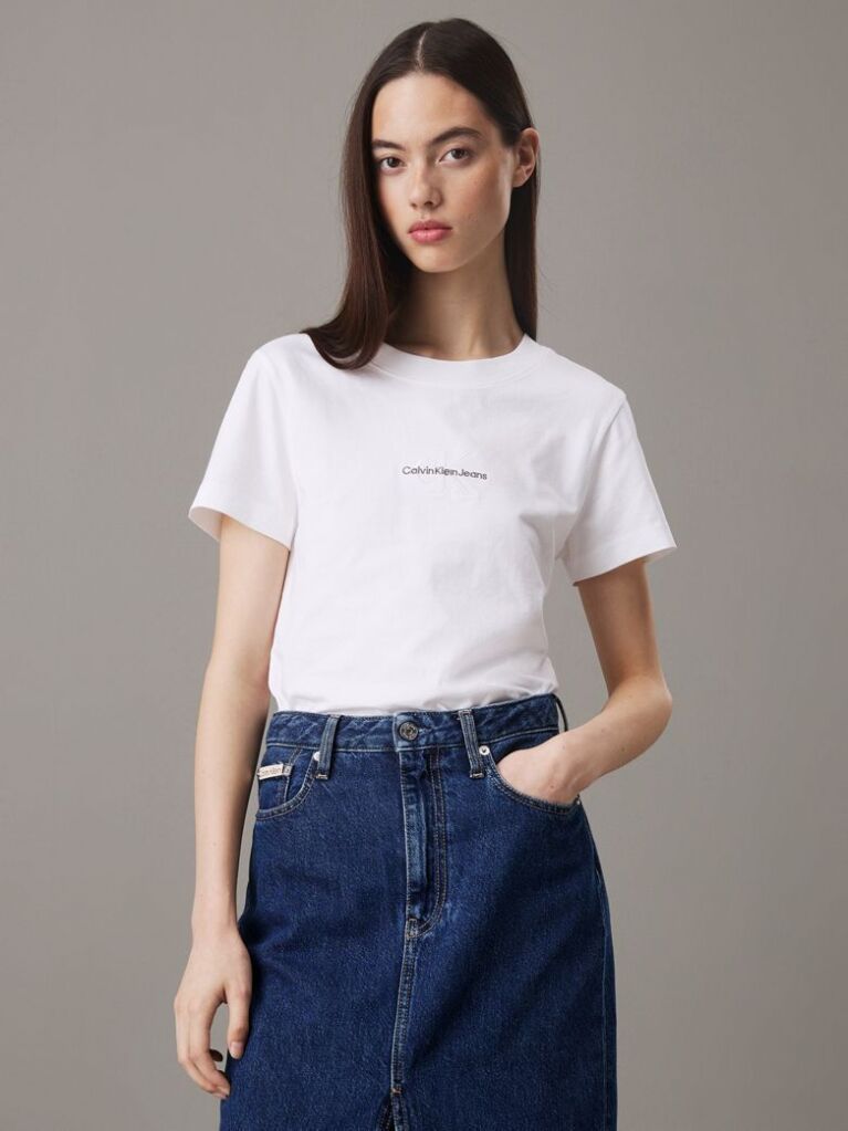 Λευκό Slim T-shirt Με Μονόγραμμα  Γυναίκα