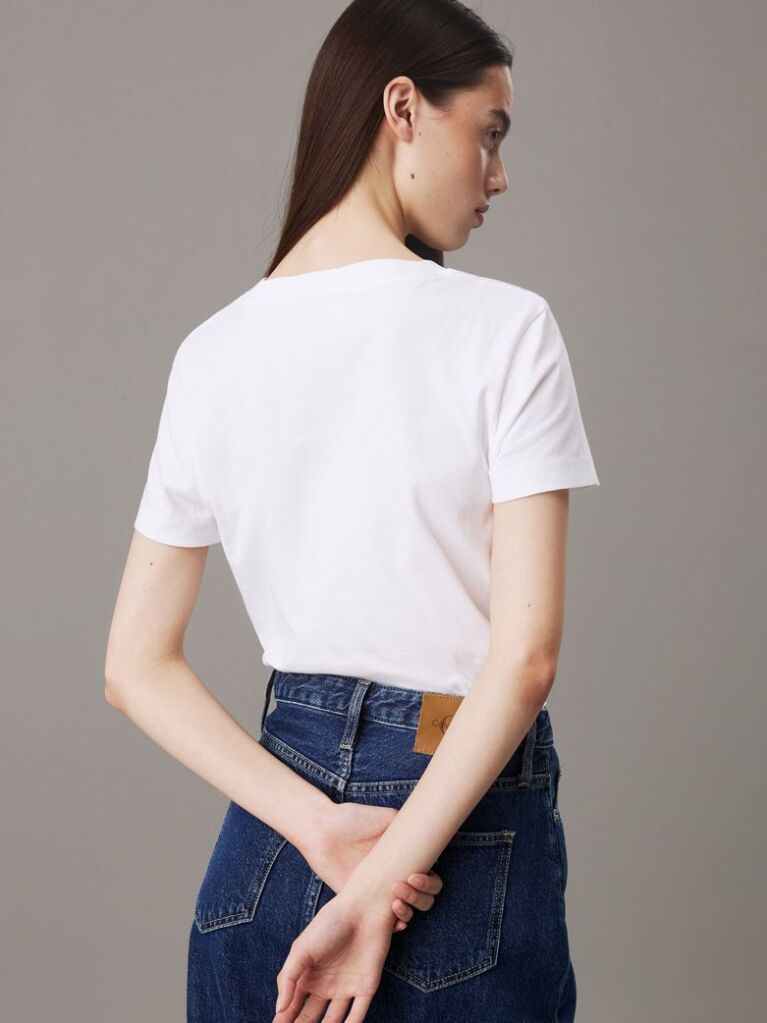 Λευκό Slim T-shirt Με Μονόγραμμα  Γυναίκα