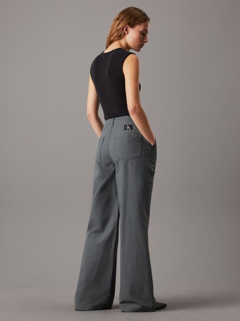 Grey Loose Straight Chino Trousers  Women