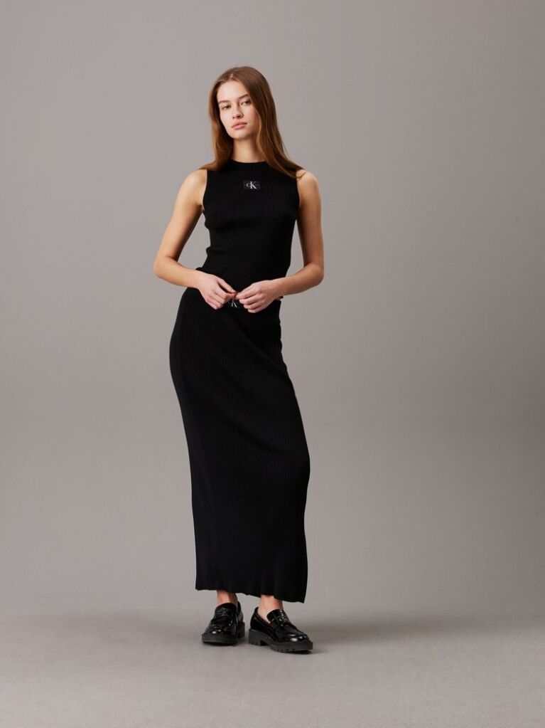 Black Soft Ribbed Lyocell Maxi Skirt  Women