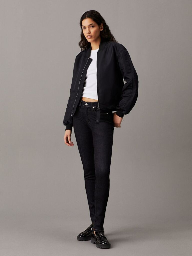 Black Mid Rise Skinny Jeans  Women