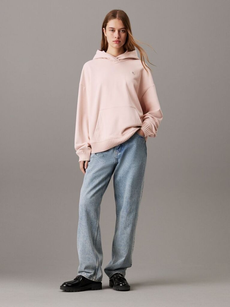 Pink Relaxed Cotton Terry Hoodie  Women