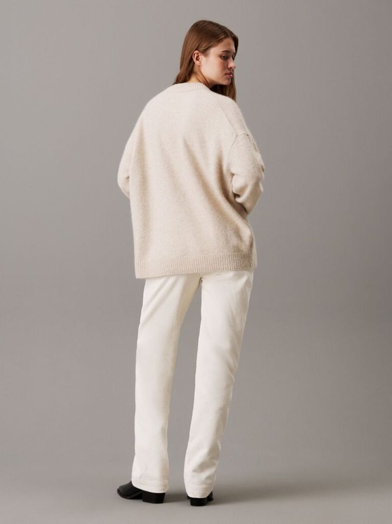 White Corduroy Straight Trousers  Women