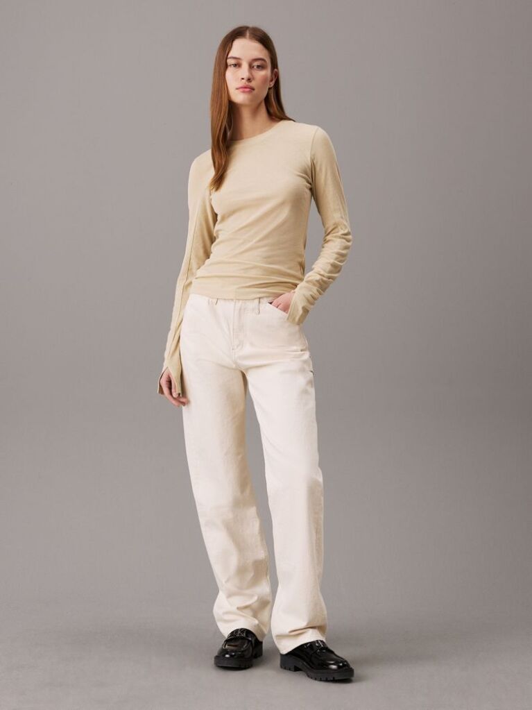 Yellow Sheer Knit Long Sleeve Top  Women
