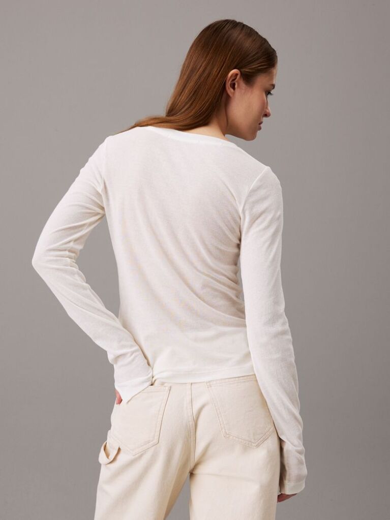 Beige Sheer Knit Long Sleeve Top  Women