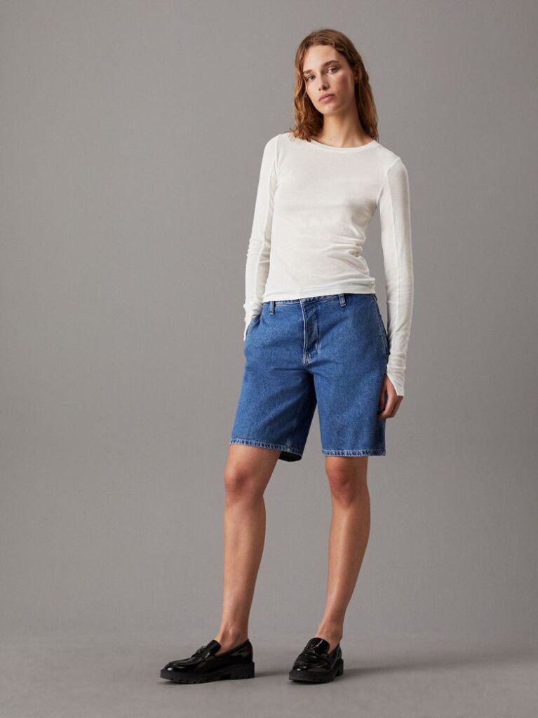 Denim 90'S Straight Denim Shorts  Women