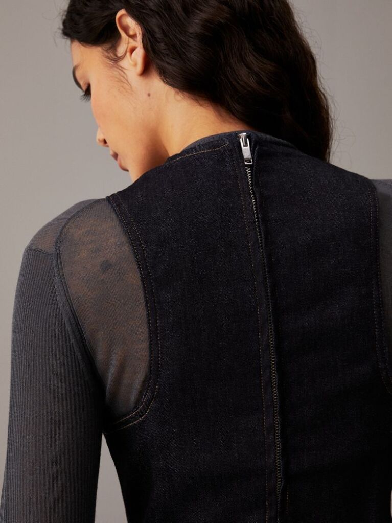 Denim Denim Bodycon Midi Dress  Women