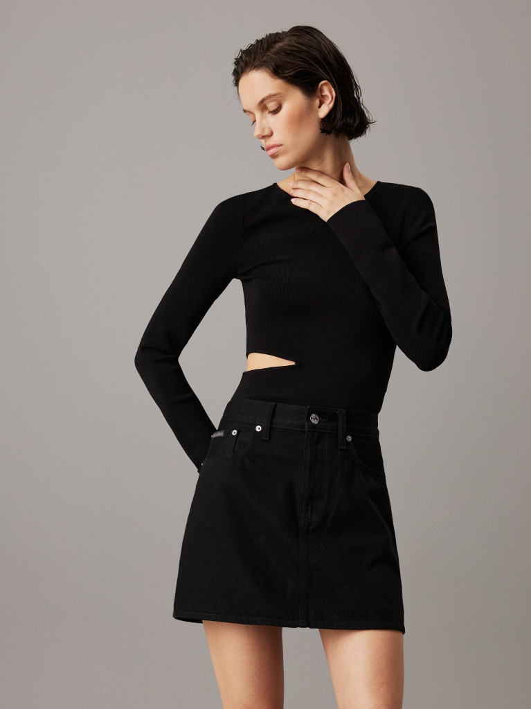 Black Slim Cut Out Jumper  Women