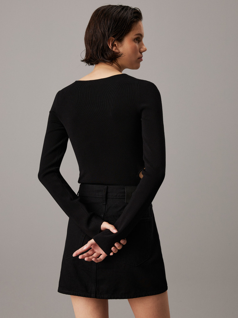 Black Slim Cut Out Jumper  Women