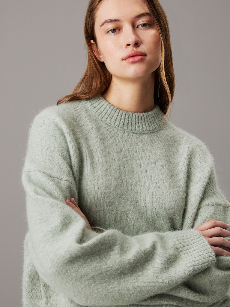 Green Relaxed Wool Blend Jumper  Women