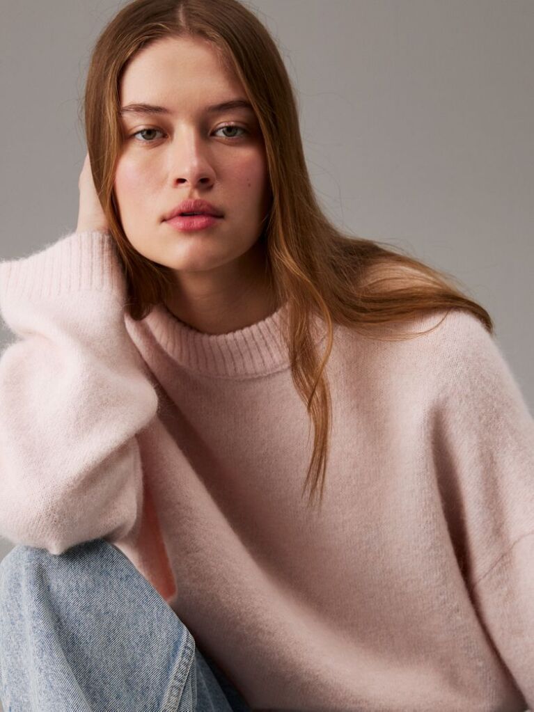 Pink Relaxed Wool Blend Jumper  Women