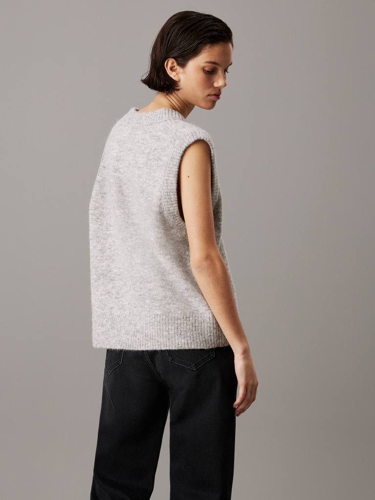 Grey Relaxed Wool Blend Vest  Women