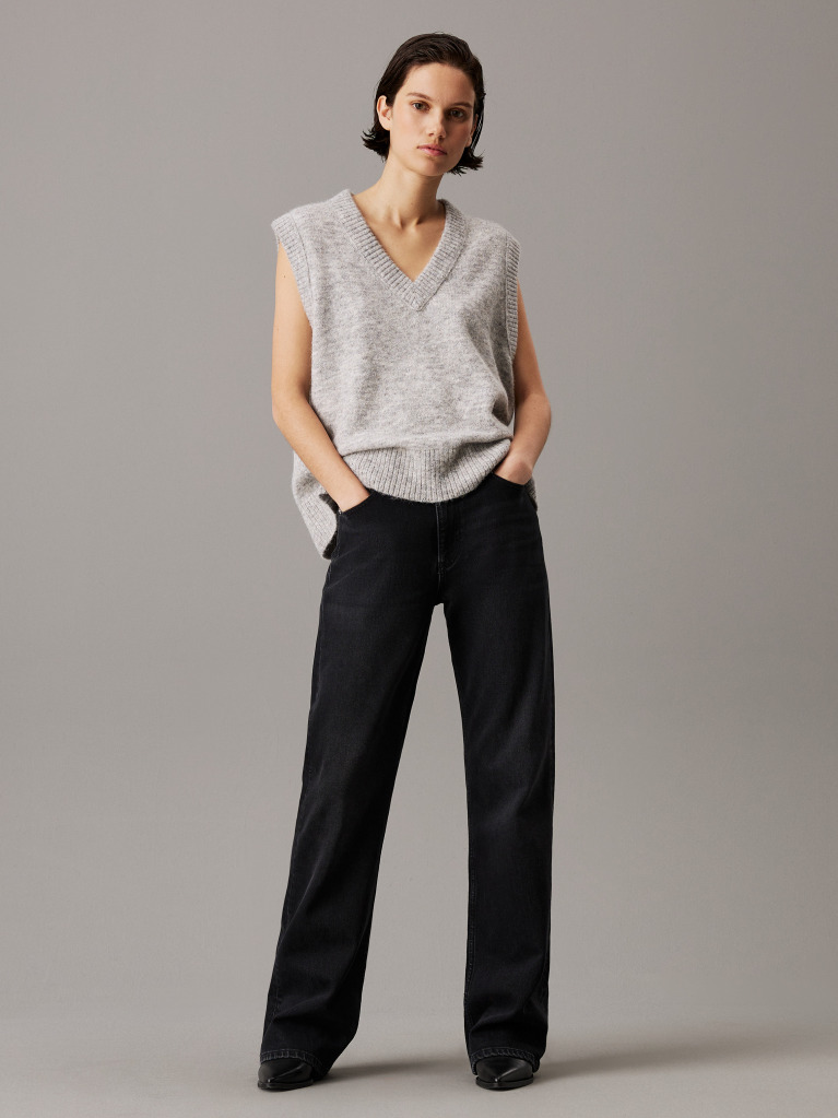 Grey Relaxed Wool Blend Vest  Women