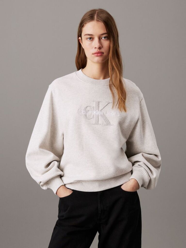 Grey Relaxed Chenille Monogram Sweatshirt  Women