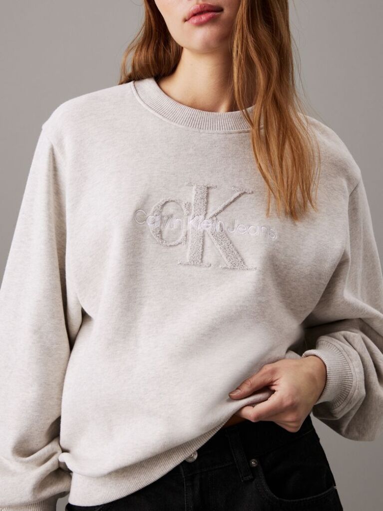 Grey Relaxed Chenille Monogram Sweatshirt  Women