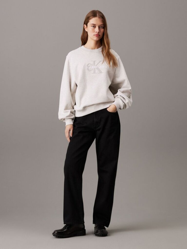 Grey Relaxed Chenille Monogram Sweatshirt  Women