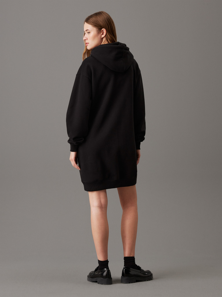Black Monogram Hooded Sweatshirt Dress  Women