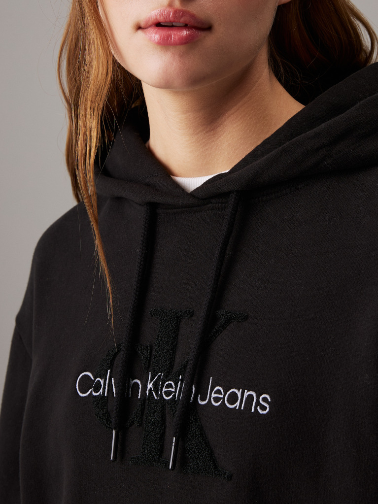 Black Monogram Hooded Sweatshirt Dress  Women