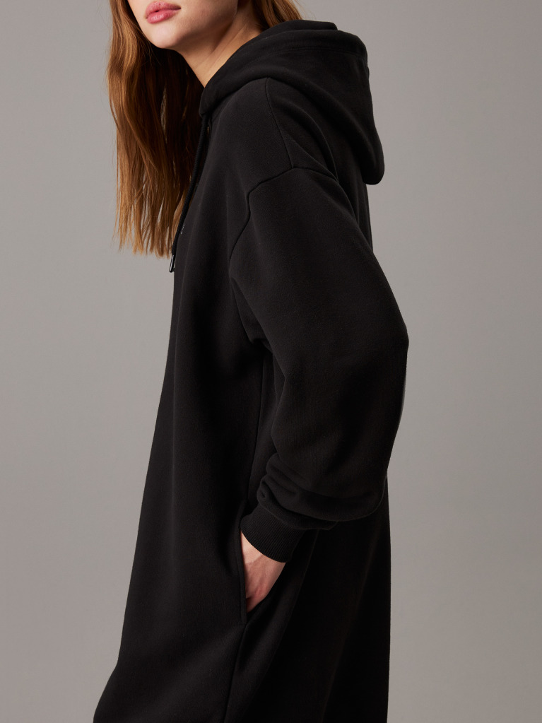 Black Monogram Hooded Sweatshirt Dress  Women