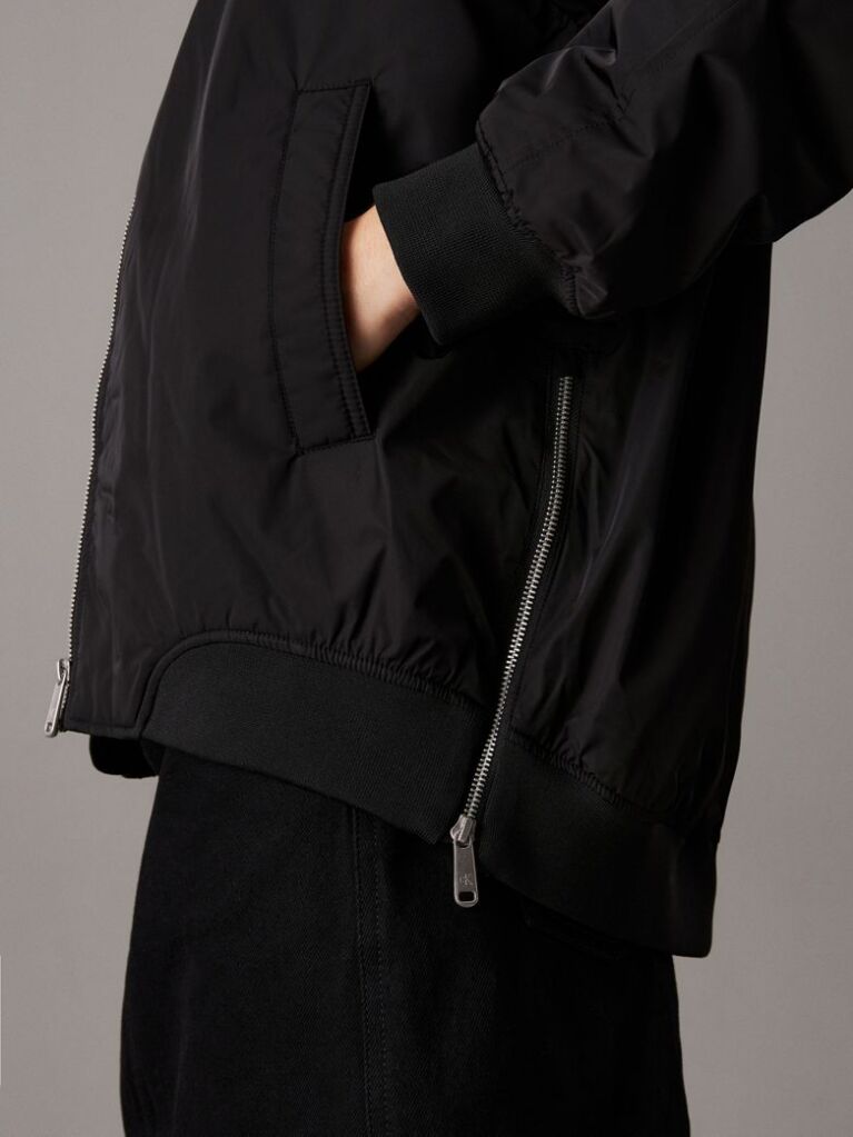 Black Long Padded Bomber Jacket  Women