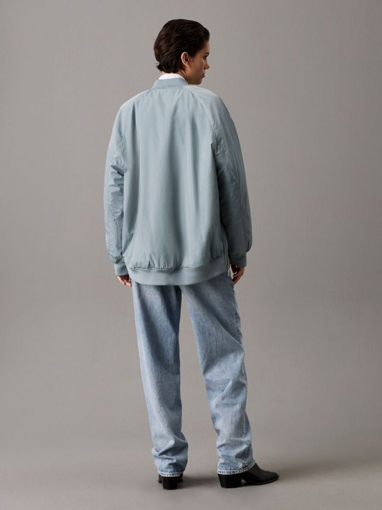 Grey Long Padded Bomber Jacket  Women
