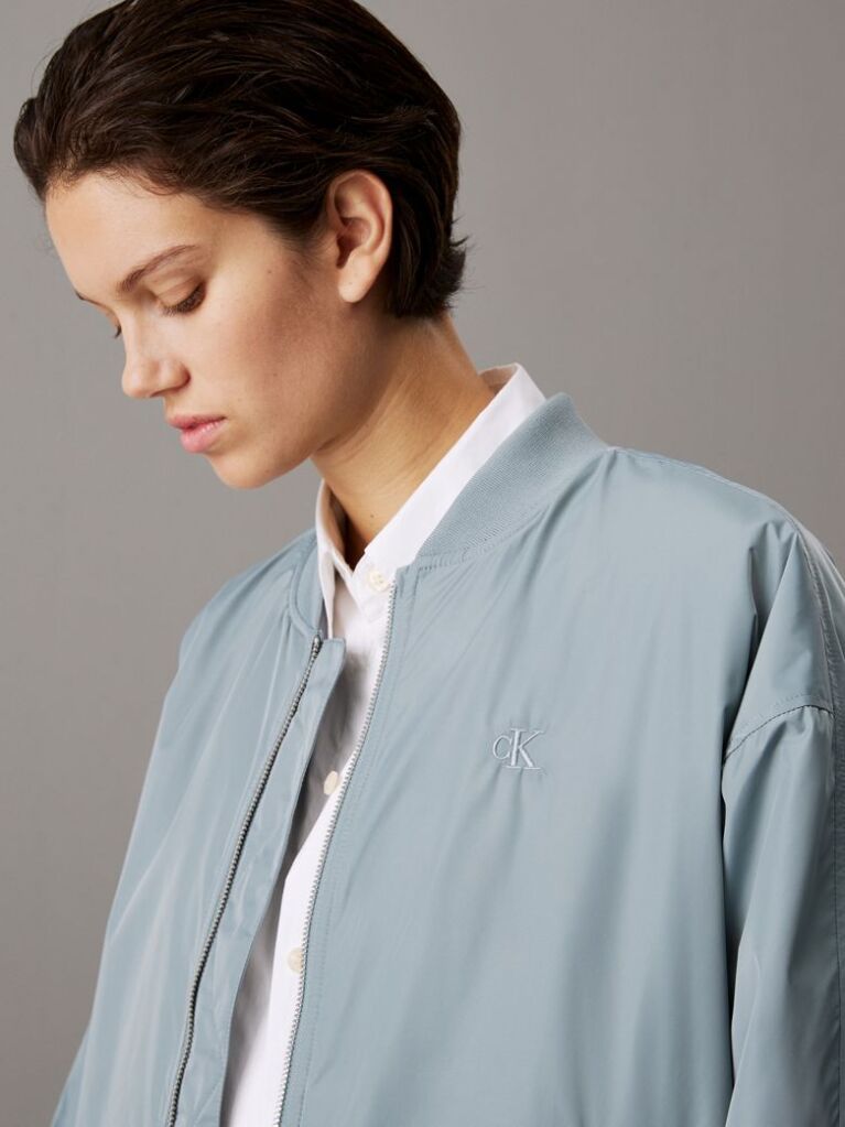 Grey Long Padded Bomber Jacket  Women