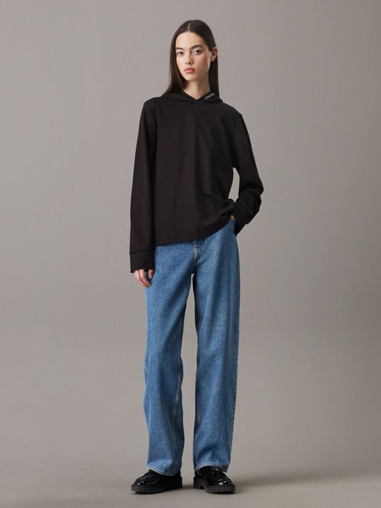 Black Relaxed Milano Jersey Hoodie  Women