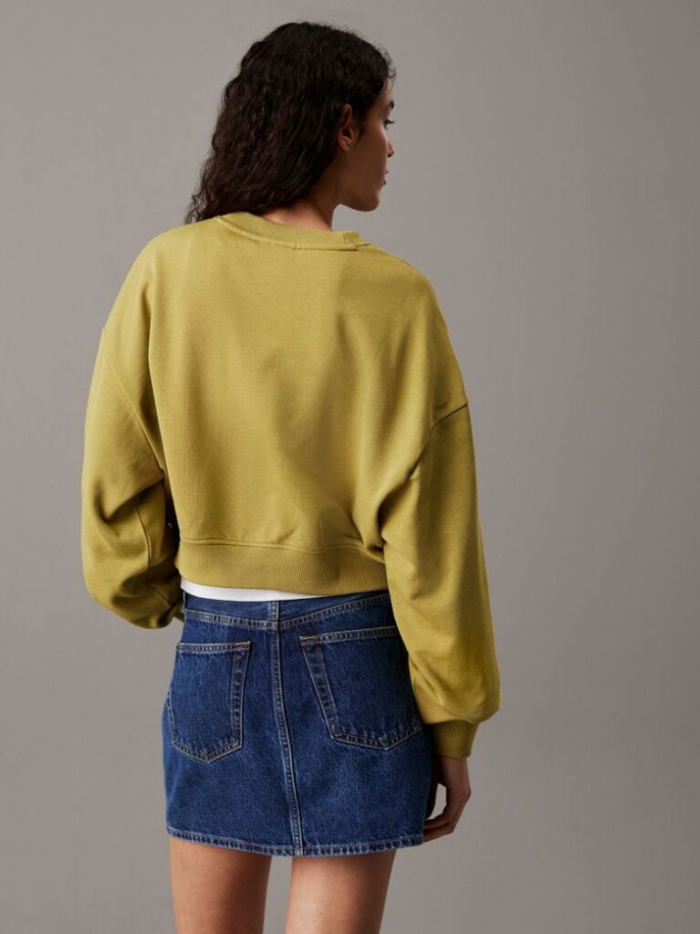 Green Boxy Cotton Terry Sweatshirt  Women
