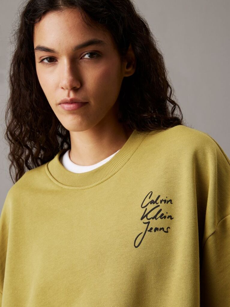 Green Boxy Cotton Terry Sweatshirt  Women