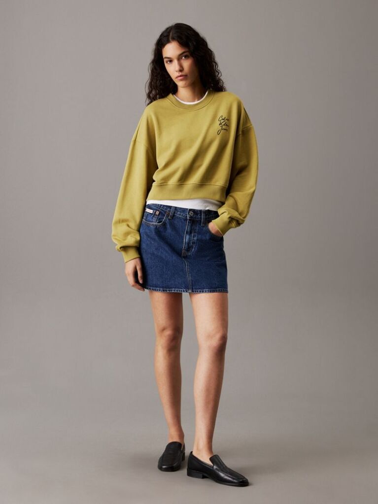 Green Boxy Cotton Terry Sweatshirt  Women