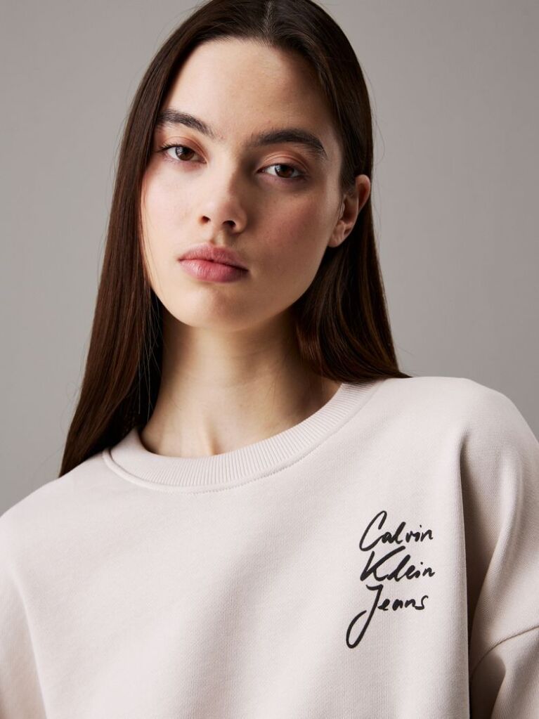 Grey Boxy Cotton Terry Sweatshirt  Women