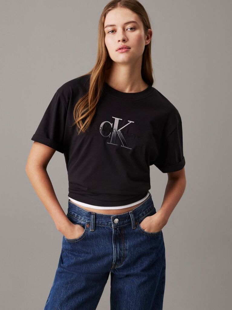 Black Relaxed Monogram T-shirt  Women