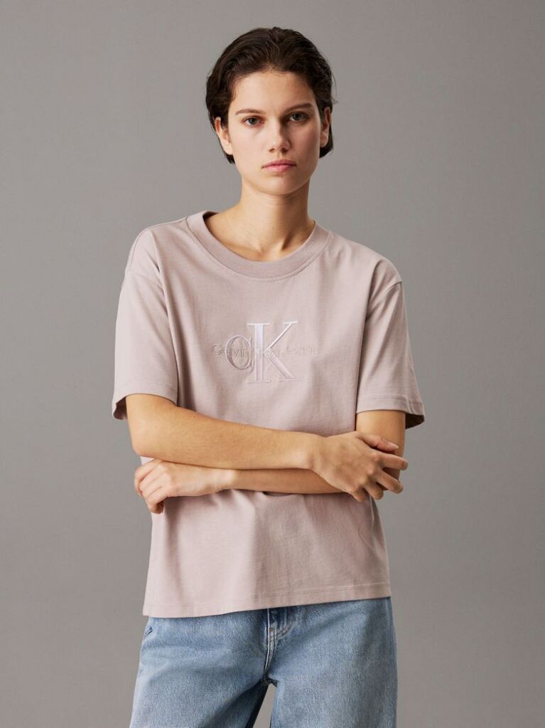 Grey Relaxed Monogram T-shirt  Women
