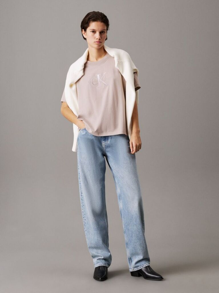 Grey Relaxed Monogram T-shirt  Women