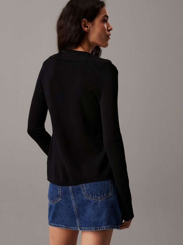 Black Slim Stretch Knit Cardigan  Women