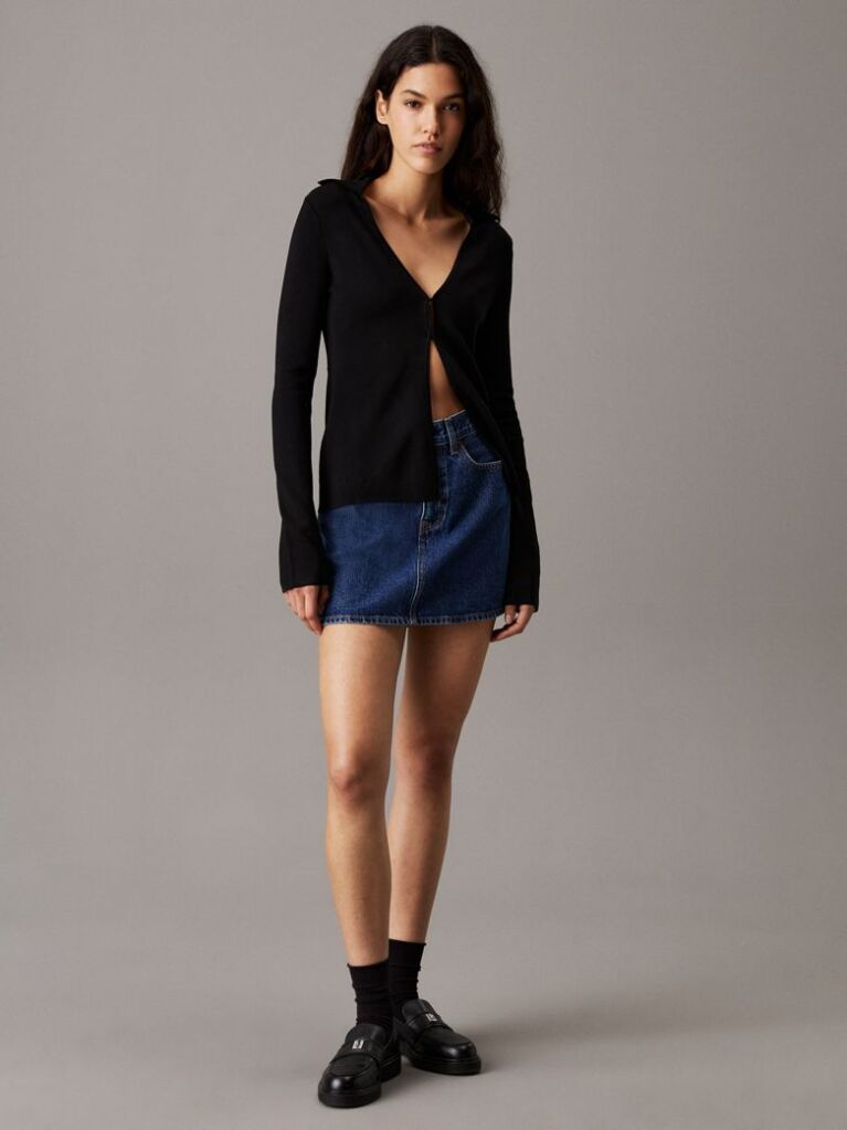 Black Slim Stretch Knit Cardigan  Women